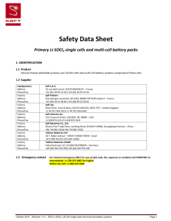Safety Data Sheet Primary Li-SOCl2 single cells and multi