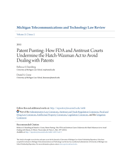 Patent Punting: How FDA and Antitrust Courts Undermine the Hatch