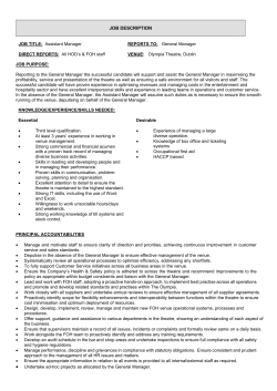 JOB DESCRIPTION JOB TITLE: Assistant Manager DIRECT