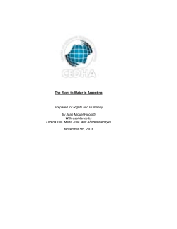 The Right to Water in Argentina Prepared for Rights and Humanity