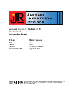 Interpretive Report Jesness Inventory&ndash;Revised (JI&ndash;R)