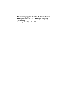 A Case Study Approach to LGBT Interest Group Strategies: the 2009