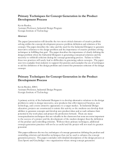 Primary Techniques for Concept Generation in the Product