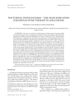 nocturnal hypoglycemia &ndash; the main indication for insulin pump