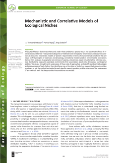 Mechanistic and Correlative Models of Ecological Niches