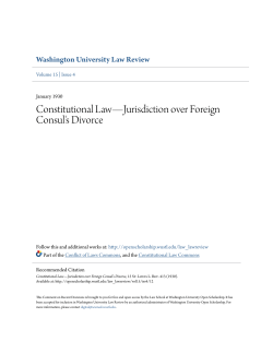 Constitutional Law&mdash;Jurisdiction over Foreign Consul`s Divorce
