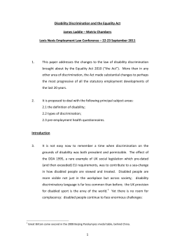 Disability discrimination and the Equality Act 2010