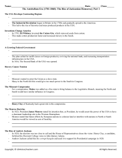 The Antebellum Era (1781-1860): Th
