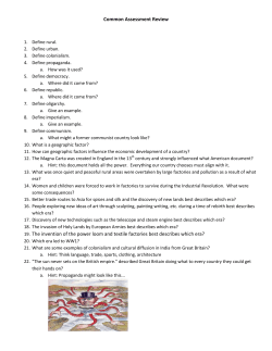 Common Assessment Review 19. The invention of the