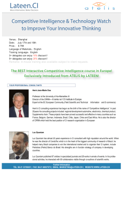 Competitive Intelligence - on the Quoniam.info website