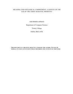 MEANING AND ONTLOGICAL COMMITMENT: A SURVEY OF THE