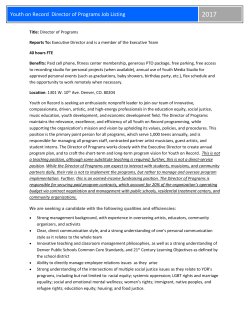 Director of Programs Job Listing April 2017