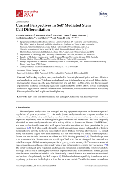 Current perspectives in Set7 mediated stem cell differentiation