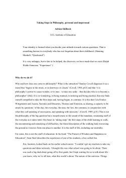 Taking Steps in Philosophy, personal and impersonal Adrian
