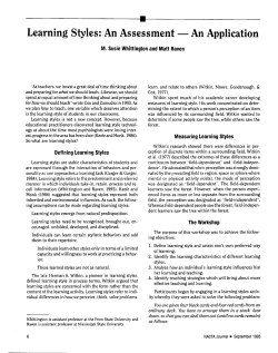 Learning Styles: An Assessment