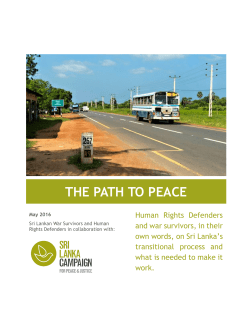 The PATH TO PEACE - Sri Lanka Campaign