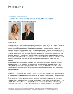 Demand Futility in Delaware Derivative Actions