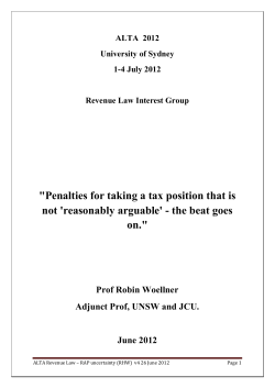 "Penalties for taking a tax position that is not `reasonably arguable