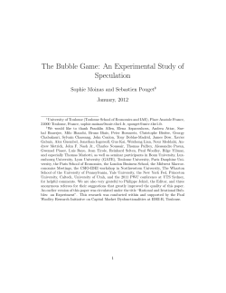 The Bubble Game: An Experimental Study of Speculation