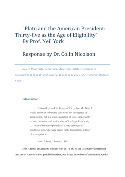 Plato and the American President: Thirty-five as the Age