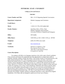 MLL 151-01 Beginning Spanish Conversation, Berry