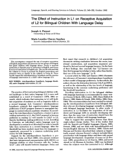The Effect of Instruction in L1 on Receptive Acquisition