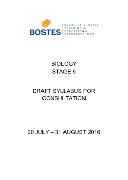 Biology Stage 6 Draft Syllabus 2016