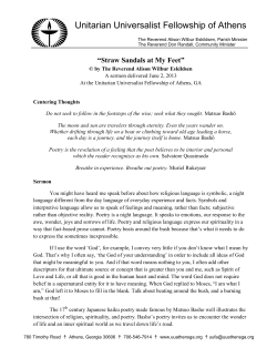 Straw Sandals at My Feet - Unitarian Universalist Fellowship of