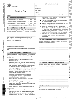 Fistula in Ano Procedural Consent and Patient Information Sheet