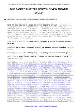 Dave Ramsey Chapter 8 Money In Review Answers Quizlet