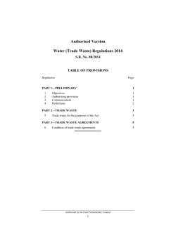 Authorised Version Water (Trade Waste) Regulations 2014