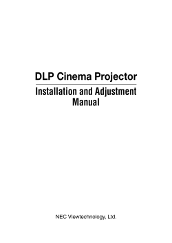 Digital Cinema Installation and Adjustment Manual