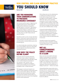 risk control and claim advocacy practice you should know