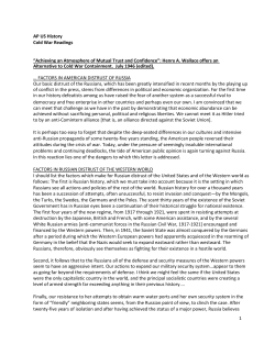 1 AP US History Cold War Readings &ldquo;Achieving an Atmosphere of