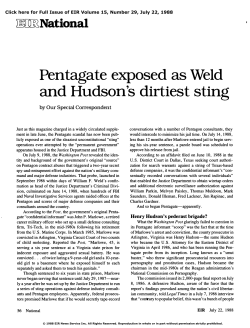 Pentagate Exposed as Weld and Hudson`s Dirtiest Sting