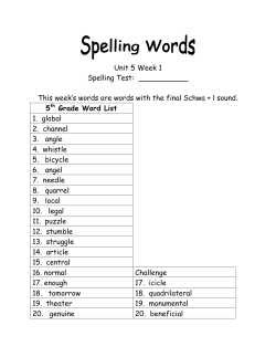 Unit 5 Week 1 Spelling Test: ______ This week`s words are words