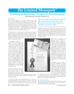 The Limited Monopoly: Licensing and Royalties