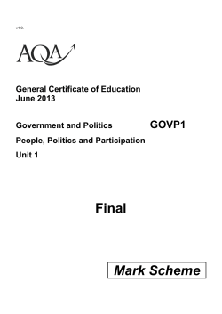 A-level Government and Politics Mark scheme Unit 01