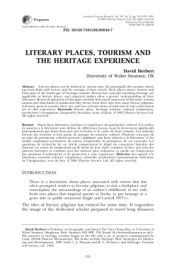 LITERARY PLACES, TOURISM AND THE HERITAGE EXPERIENCE