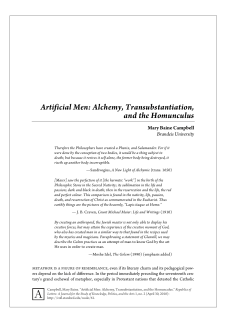 Artificial Men: Alchemy, Transubstantiation, and the Homunculus