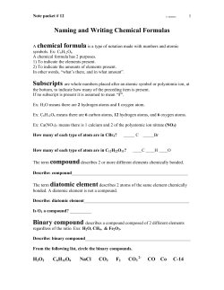 Naming and Writing Chemical Formulas