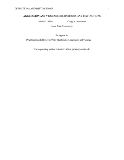 Aggression and violence: Definitions and distinctions