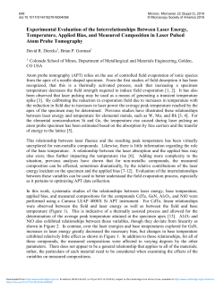 Experimental Evaluation of the Interrelationships Between Laser