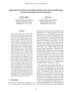 Improving Syntax Driven Translation Models by Re