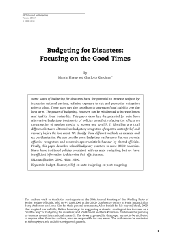Budgeting for Disasters: Focusing on the Good Times
