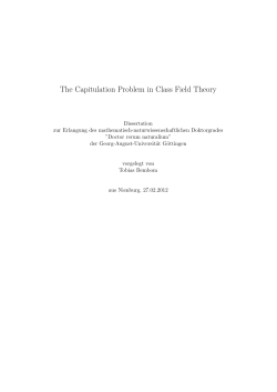 The Capitulation Problem in Class Field Theory - eDiss