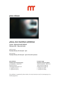 press release phora, Ann Hamilton exhibition