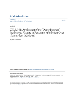 CPLR 301: Application of the "Doing Business"