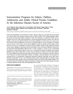 Immunization Programs for Infants, Children, Adolescents, and