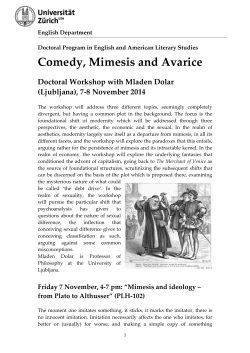 Comedy, Mimesis and Avarice - UZH